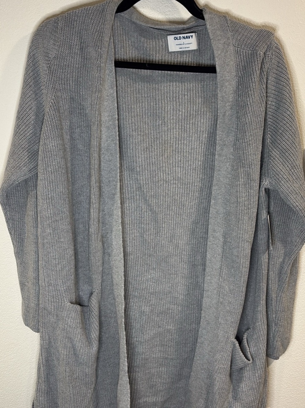 Old Navy Light Gray Open-Front Ribbed Cardigan